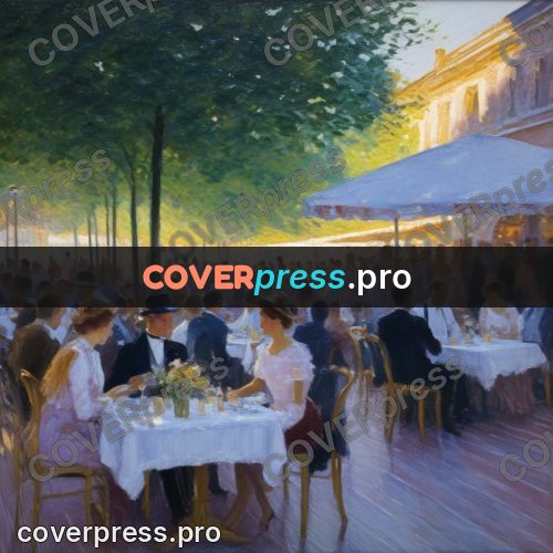 Impressionist illustration: people at café tables