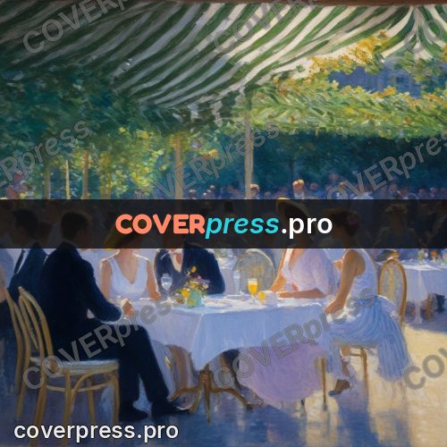 Impressionist illustration: people at café tables