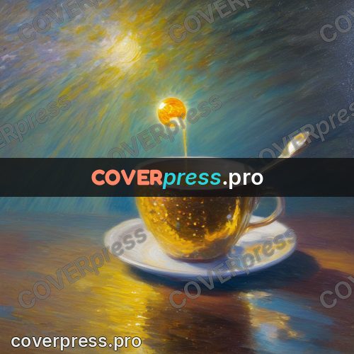 Impressionist illustration: cup of coffee on a saucer