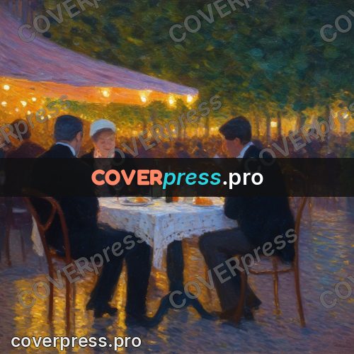 Impressionist illustration: man at a table at night
