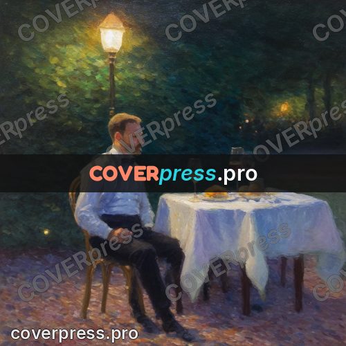 Impressionist illustration: man at a table at night