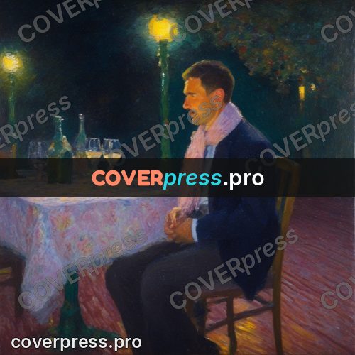 Impressionist illustration: man at a table at night