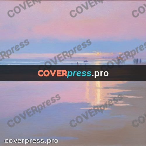 Impressionist illustration: empty shore at dawn
