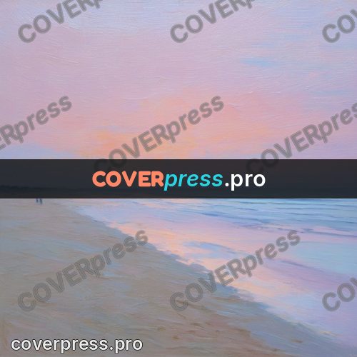 Impressionist illustration: empty shore at dawn