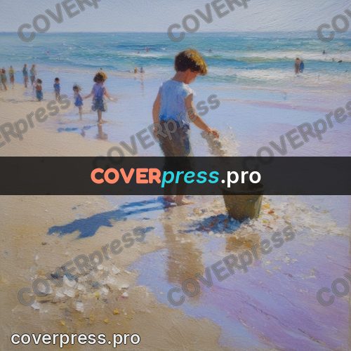 Impressionist illustration: child with a bucket