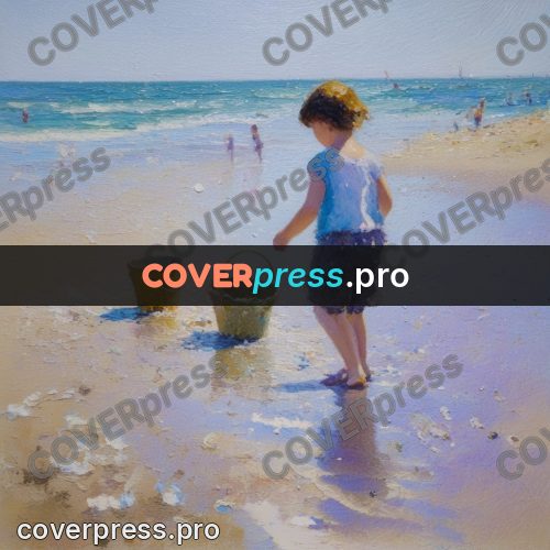 Impressionist illustration: child with a bucket