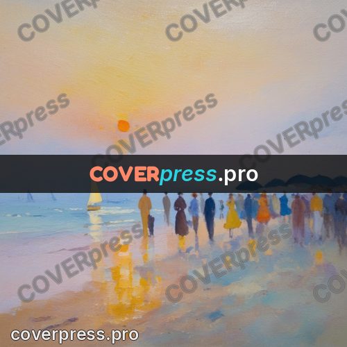 Impressionist illustration: sailboat by the shore at sunset