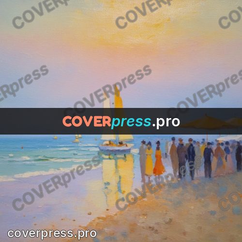 Impressionist illustration: sailboat by the shore at sunset