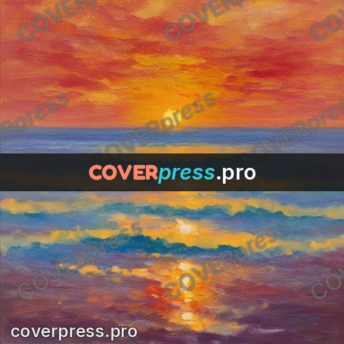 Impressionist illustration: sunset over the sea