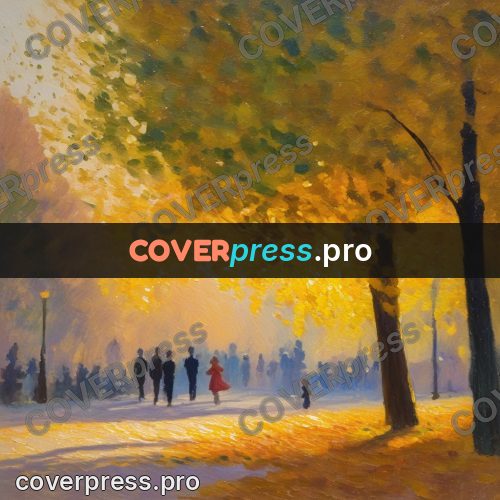 Impressionist illustration: autumn avenue in a park
