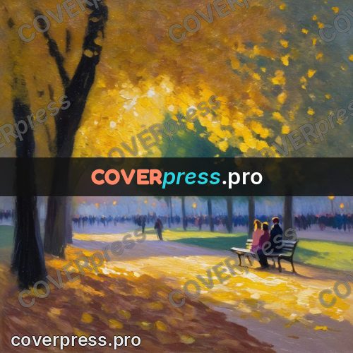 Impressionist illustration: autumn avenue in a park