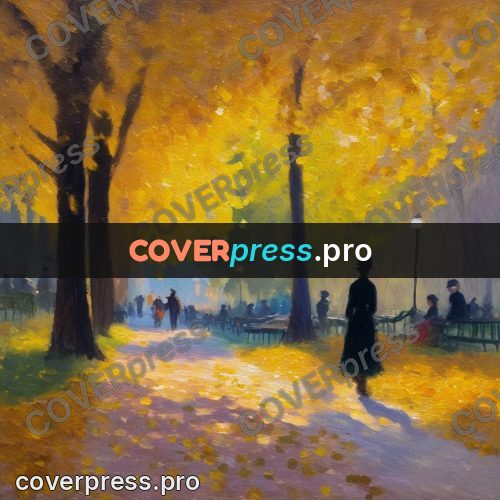 Impressionist illustration: autumn avenue in a park