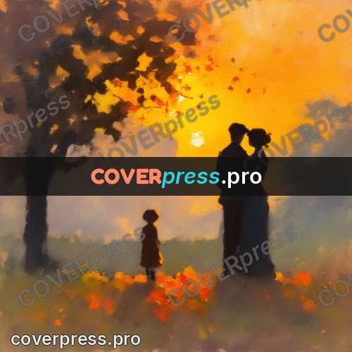 Impressionist illustration: figure under a tree at sunset
