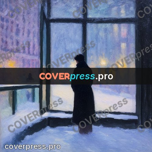 Impressionist illustration: figure at a lit window