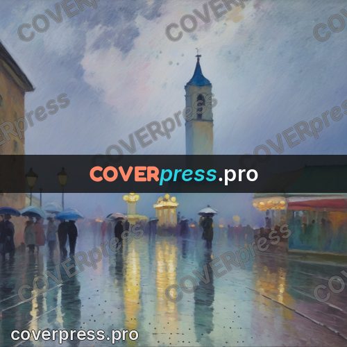 Impressionist illustration: square with a bell tower