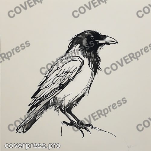 В стиле Тушь: один выразительный образ по центру, смелый чёрный контур и хетчинг, акценты размывки