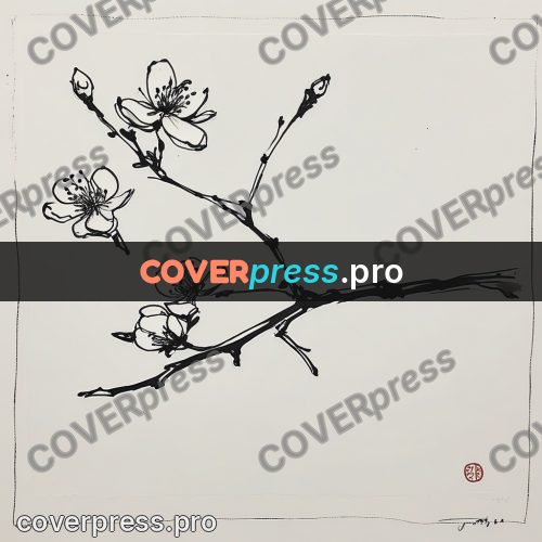 Ink sketch: branch with plum blossom