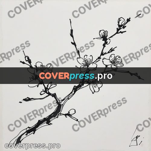Ink sketch: branch with plum blossom