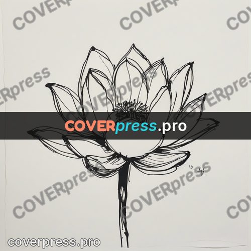 Ink sketch: lotus flower on a stem