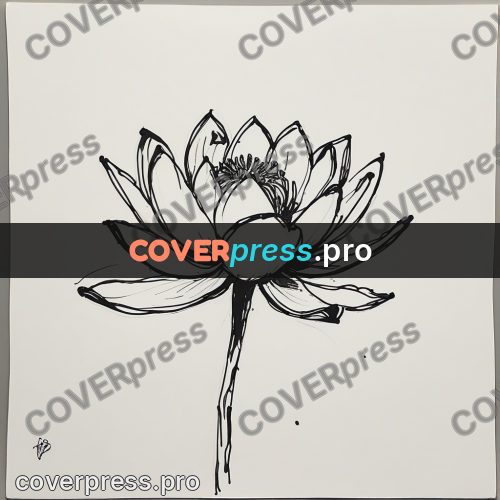 Ink sketch: lotus flower on a stem