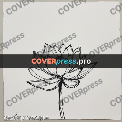 Ink sketch: lotus flower on a stem