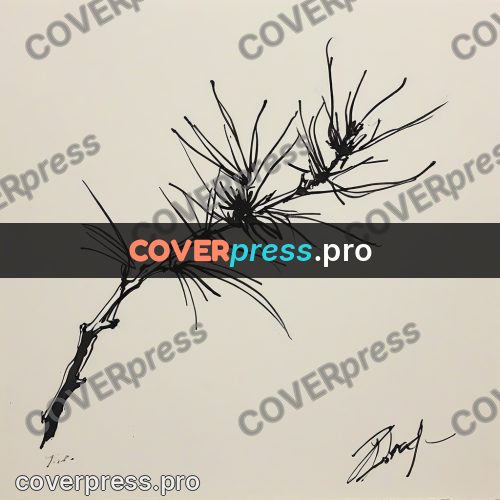 Ink sketch: pine branch with needles