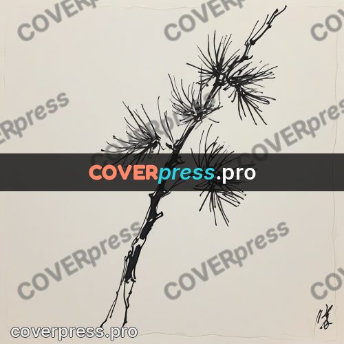 Ink sketch: pine branch with needles