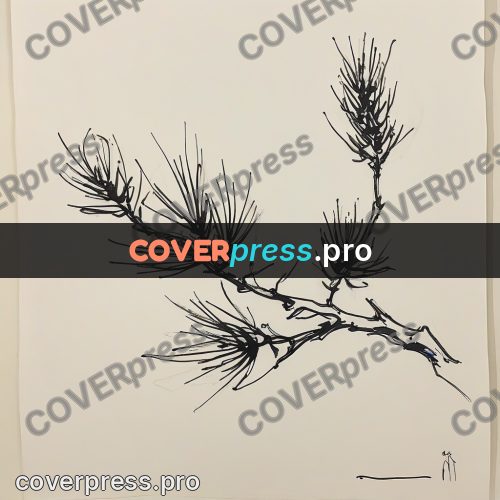 Ink sketch: pine branch with needles