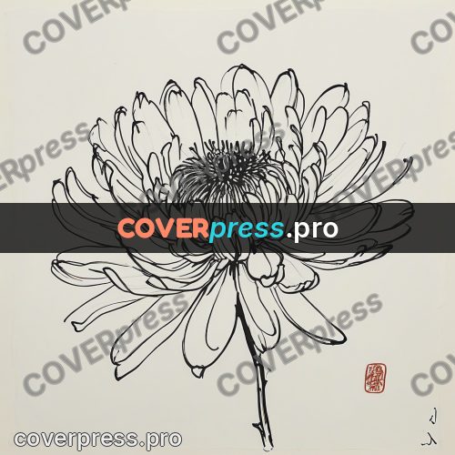 Ink sketch: chrysanthemum with long petals