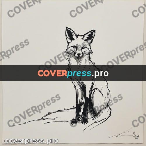 Ink sketch: fox sitting upright