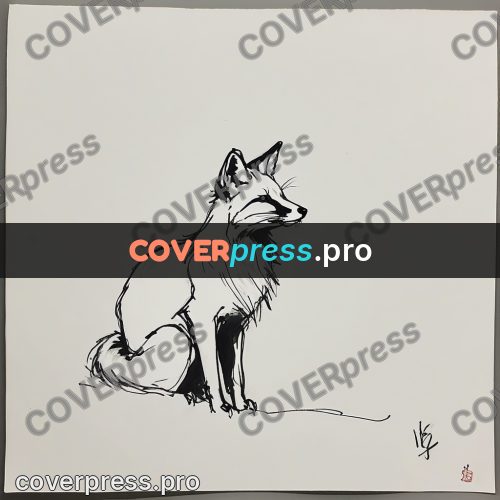 Ink sketch: fox sitting upright