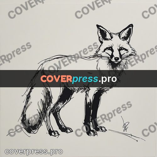 Ink sketch: fox sitting upright