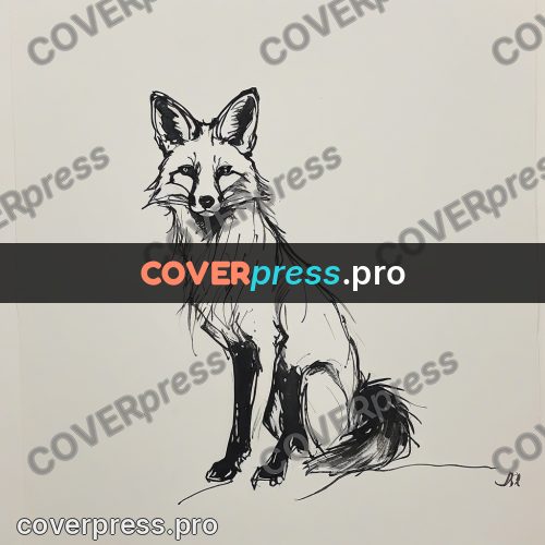 Ink sketch: fox sitting upright
