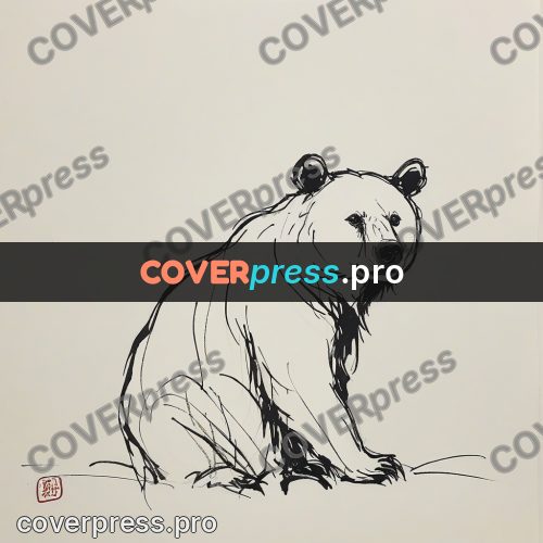 Ink sketch: bear walking forward