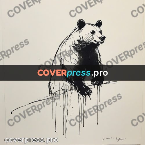 Ink sketch: bear walking forward