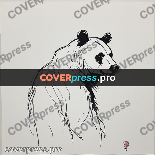 Ink sketch: bear walking forward