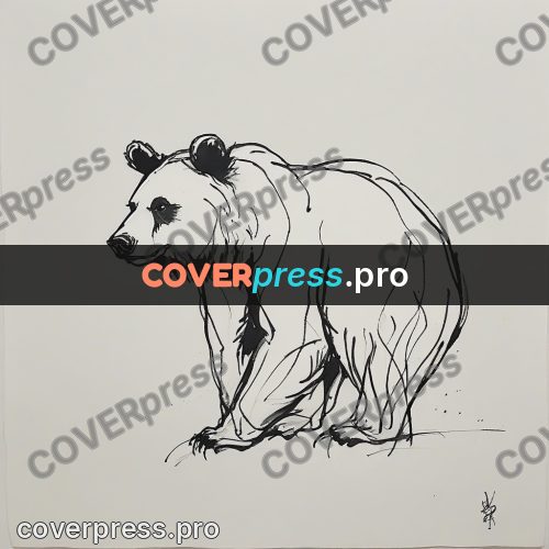Ink sketch: bear walking forward