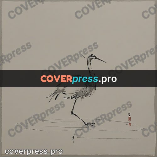 Ink sketch: heron standing in water