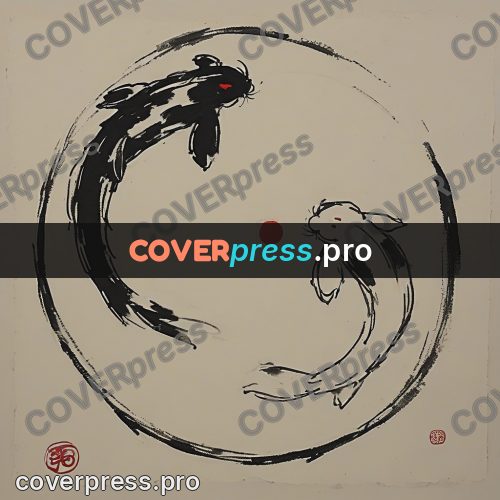 Ink sketch: koi fish in a circle