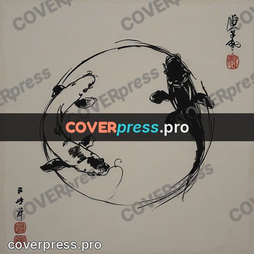 Ink sketch: koi fish in a circle