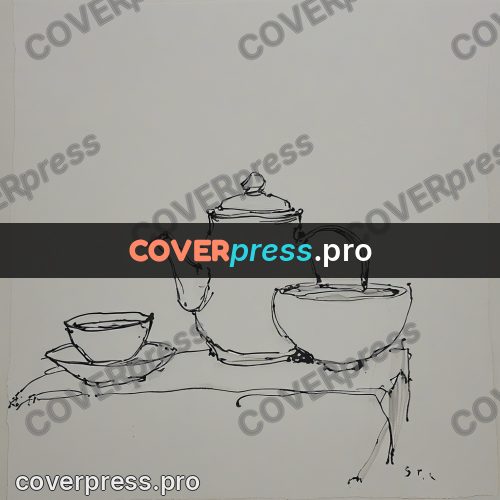 Ink sketch: teapot and bowl on a table