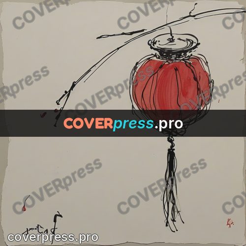 Ink sketch: paper lantern on a cord