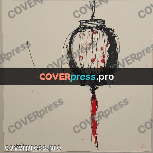 Ink sketch: paper lantern on a cord
