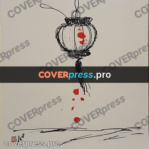 Ink sketch: paper lantern on a cord