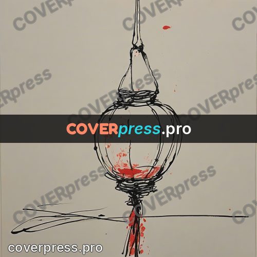 Ink sketch: paper lantern on a cord