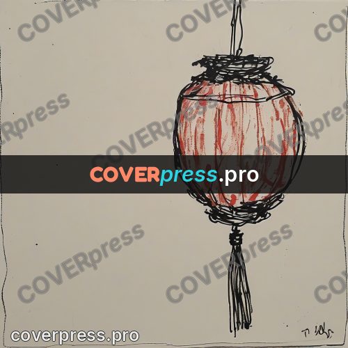 Ink sketch: paper lantern on a cord