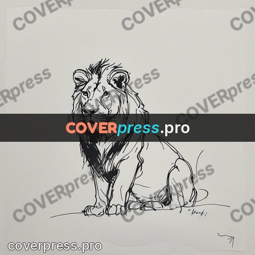 Ink sketch: lion with a thick mane