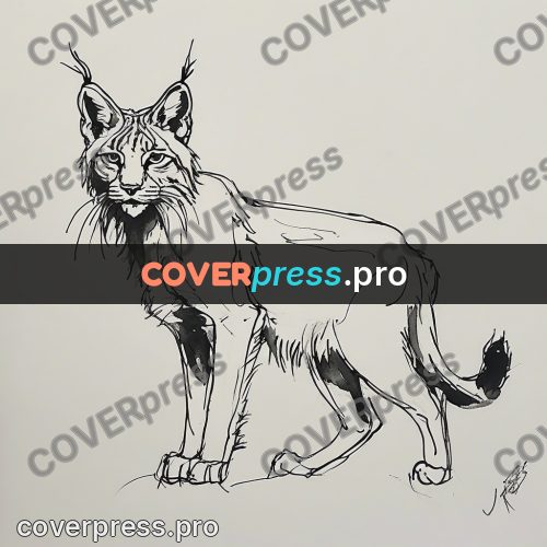 Ink sketch: lynx with tufted ears