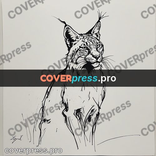 Ink sketch: lynx with tufted ears
