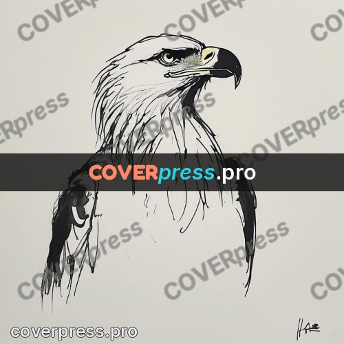 Ink sketch: eagle with its head turned